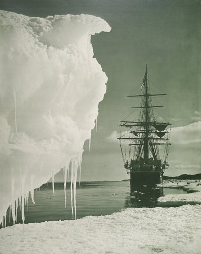 The Terra Nova at the Ice Foot, Cape Evans by Herbert Ponting